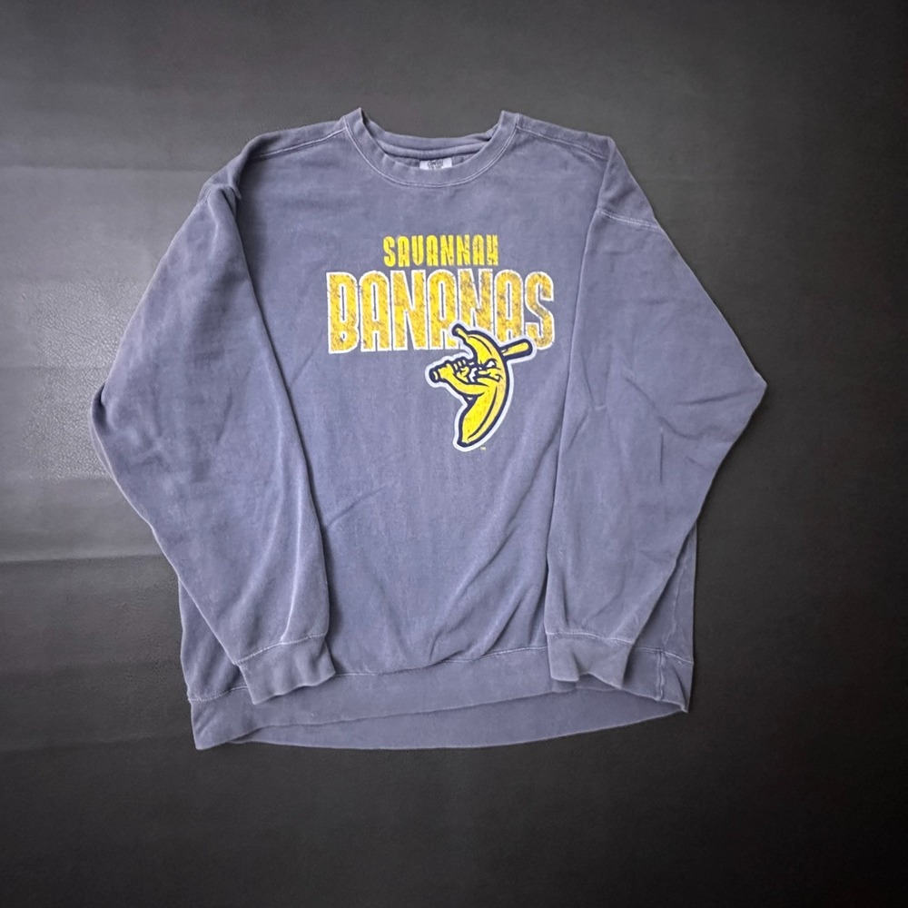 Savannah Bananas Sweatshirt Mens 2XL Gray Faded Cotton Pullover Comfort Sport